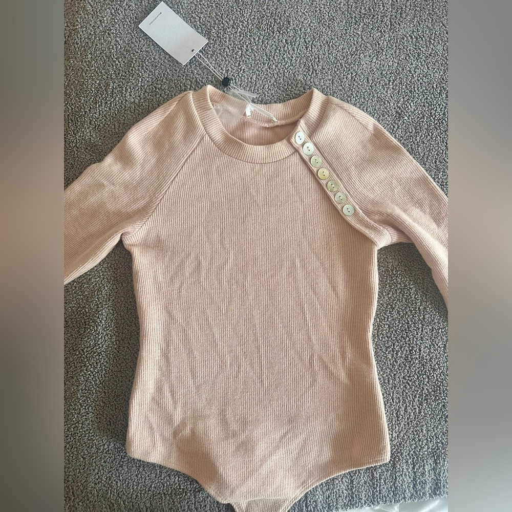 Lovers + Friends Light Pink Bodysuit with Pearl Buttons Size XS WITH TAGS